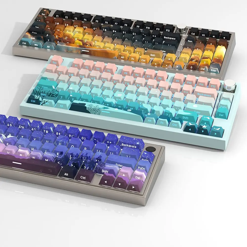 Subnautica Dawn Side Engraved Transparent Keycaps Thermal Sublimation Adaptation 68/75/96/104 Mechanical Keyboard