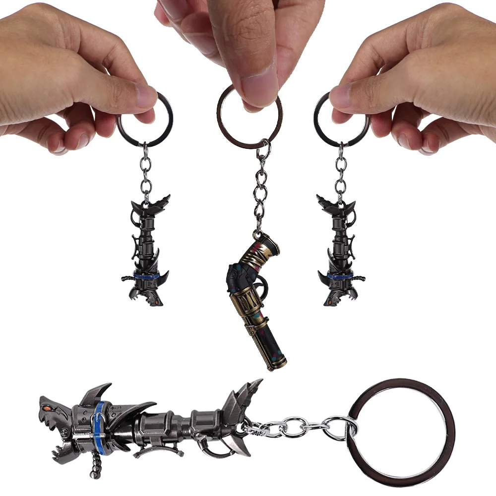 Acrane Jinx Cosplay Shark Gun Keychain Necklace Game LOL Punk Jewelry Pendant Gifts Men Women Halloween Costume Accessories