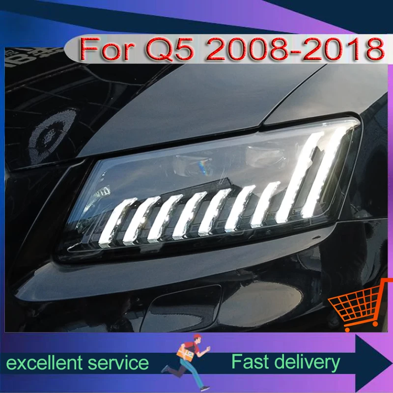 Auto Headlight Suitable For Audi Q5 2008-2018 Front Lamp Assembly Modified Car LED Lens Horse Race DRL Dynamic Turn Signal Light