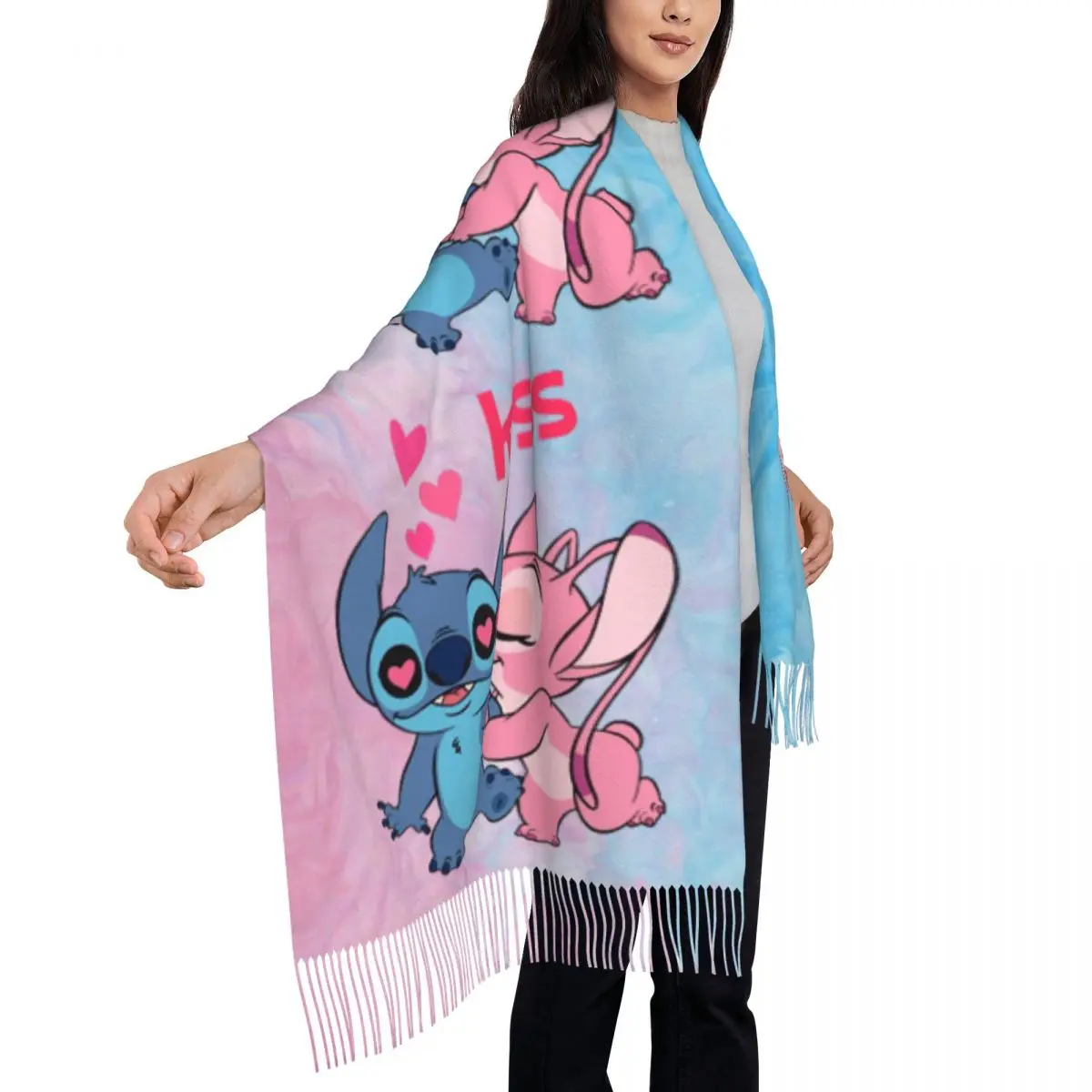 Custom Stitch Lion Cute Scarf Wrap for Women Long Winter Fall Warm Tassel Shawl Unisex Movie Scarves