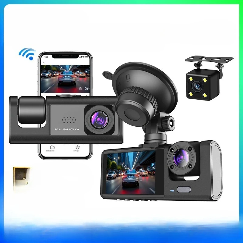車載dvr-3カメラレコーダー-後部座席内車載3レンズダッシュカム-3方向カメラdvr-ダッシュカム-3チャンネルビデオカメラ-1080p-hd