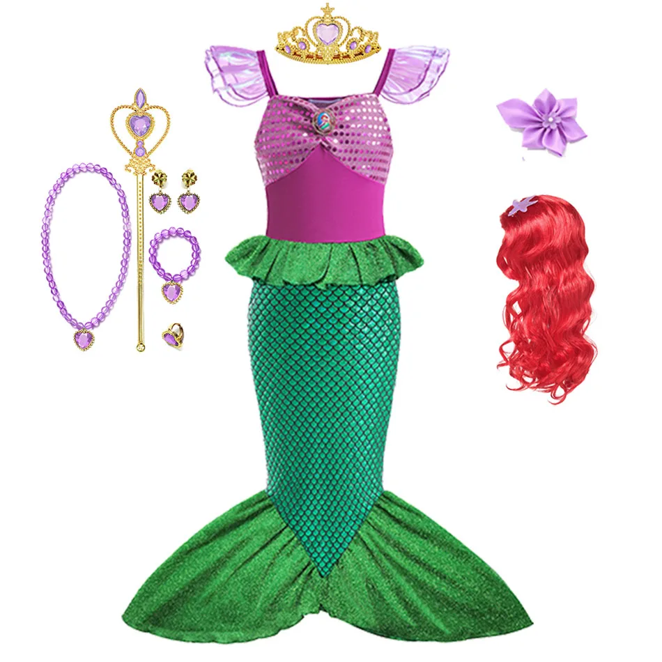 Little Mermaid Ariel Princess Costume Kids Dress For Girls Cosplay Children Carnival Birthday Party Clothes Mermaid Dress