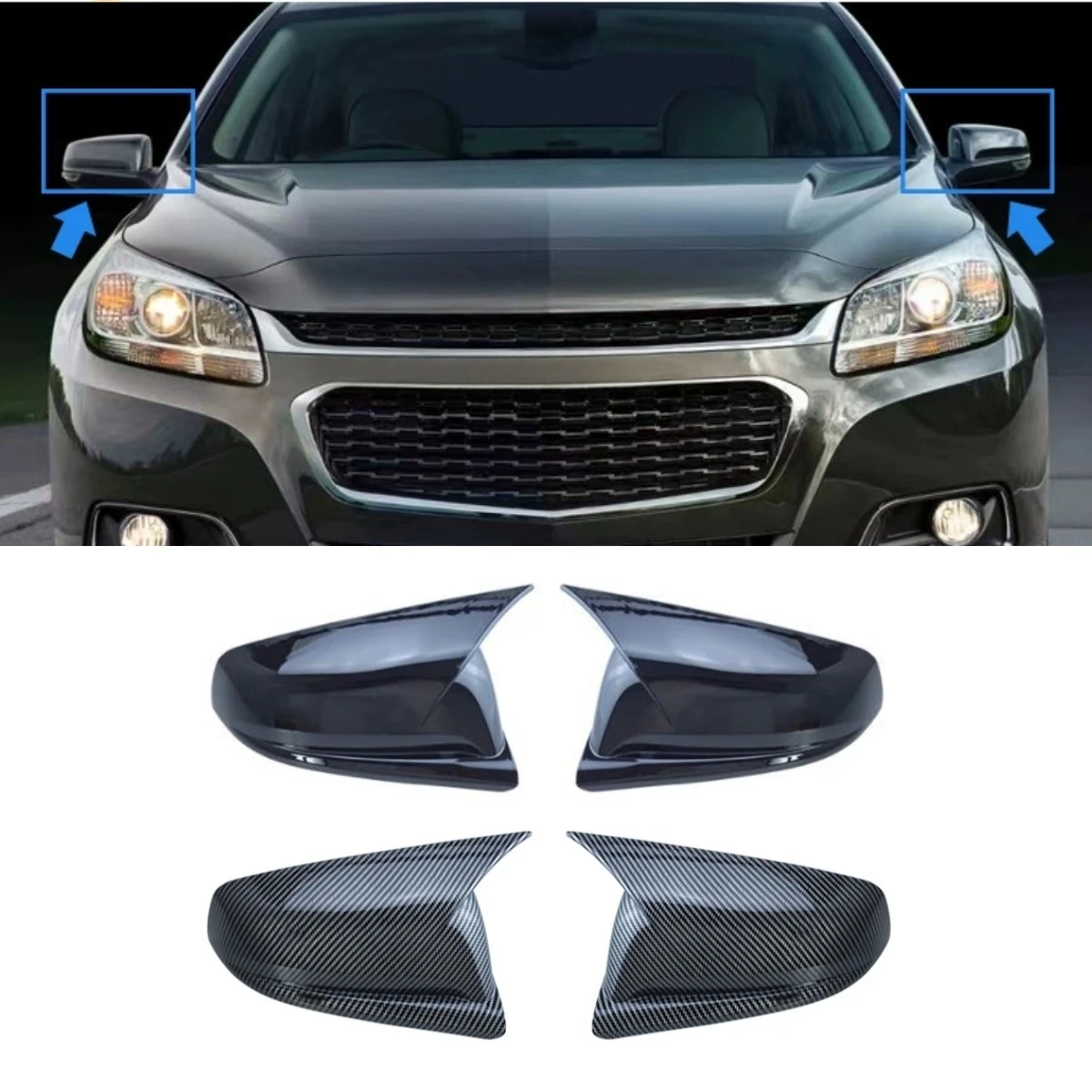 

Автомобильный чехол для зеркала заднего вида, защитные колпачки для зеркала заднего вида для Chevrolet Malibu 2012-2015, комплект кузова, автомобильные аксессуары