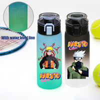 500ML NARUTO Sports Water Bottle Gradient Color Plastic Drinking Bottle Uzumaki Uchiha Sasuke Kakashi Cartoon Travel Office Jugs