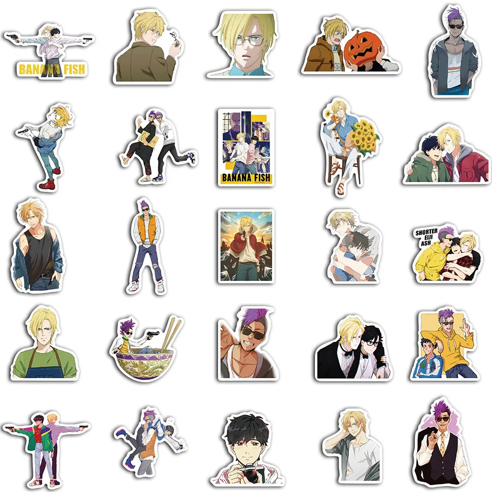 50pcs Anime BANANA FISH Series Graffiti Stickers Suitable for Laptop Helmets Desktop Decorations DIY Stickers Toys Wholesale