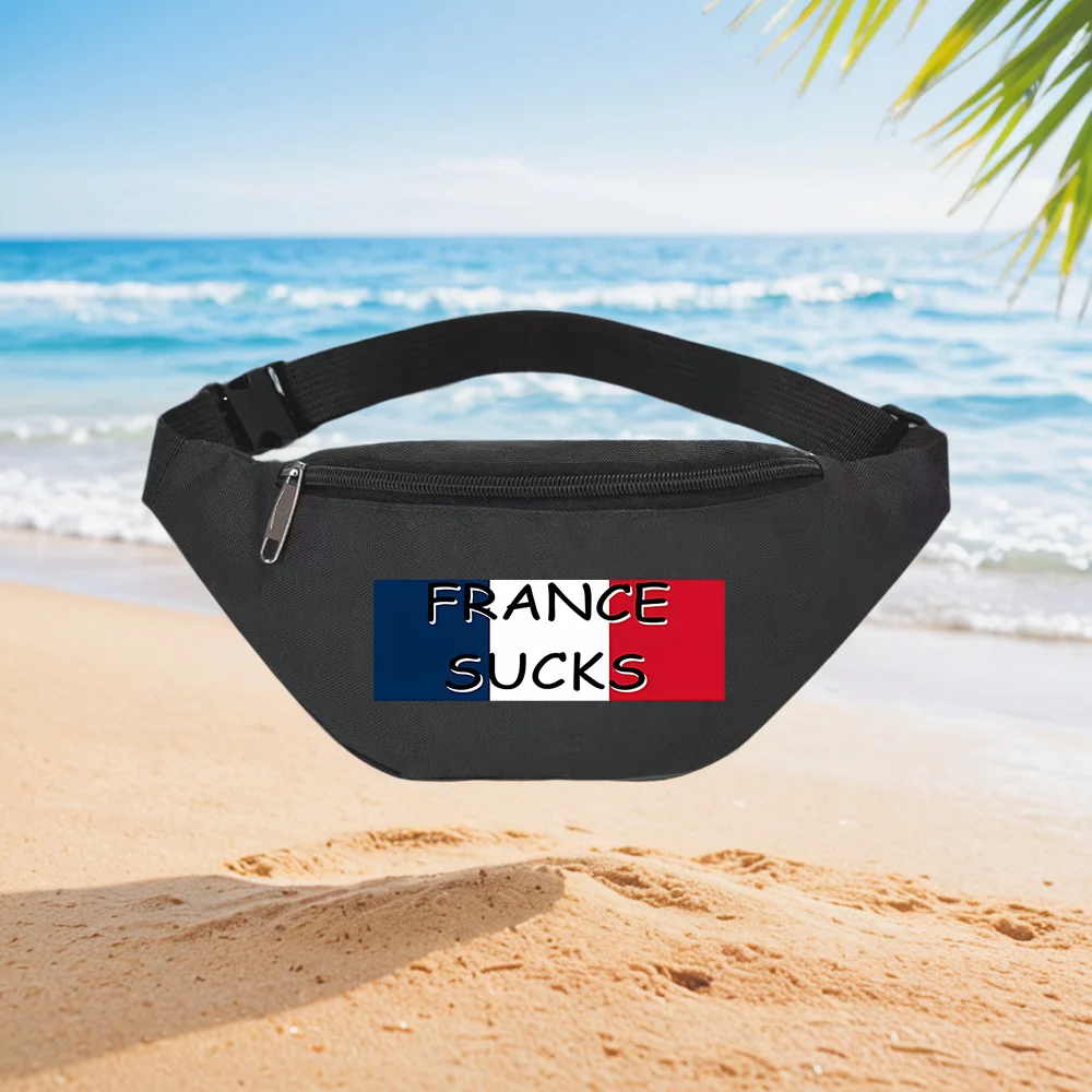 France Sucks Waist Backpack Crossbody Chest Bag Street Casual Sporty Fashionable Simple Unique Printed Design
