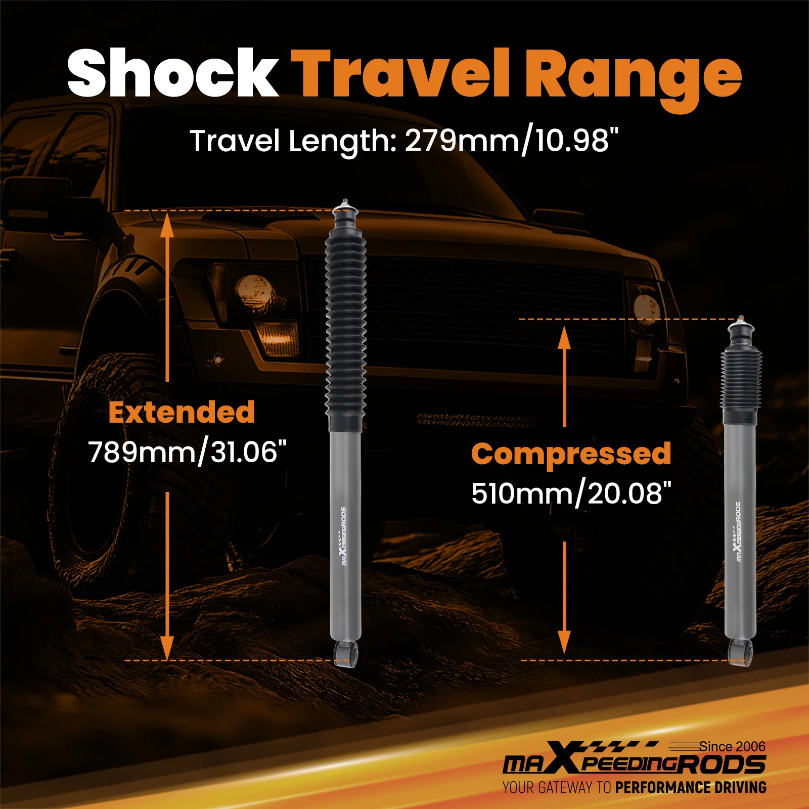 

Factory Twin-Tube Front 3.5-6" Suspension Lift Shocks Kit for Jeep Wrangler YJ 4WD 1987-1995 2PC High Durability