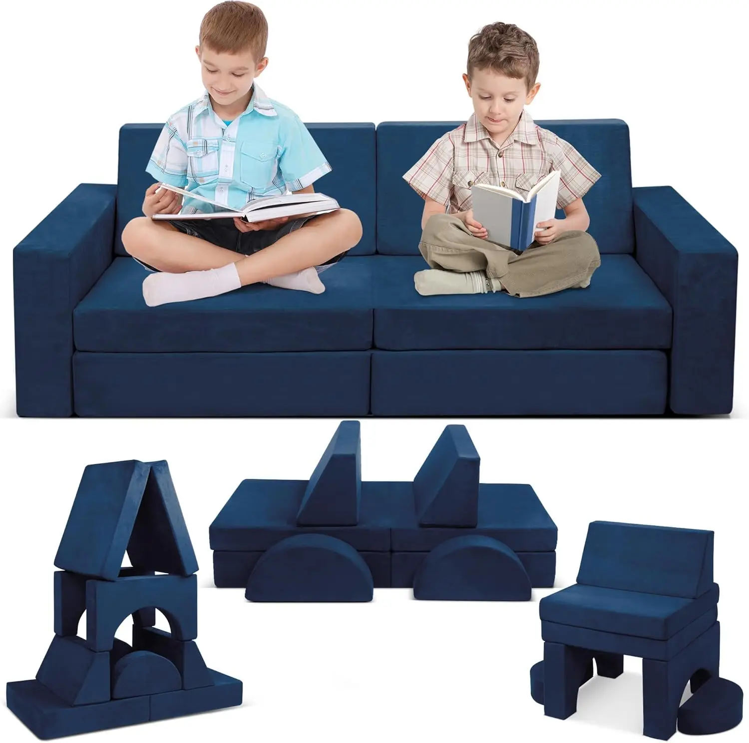 

Kids Play Couch, 10PCS Child Sectional Sofa Imaginative Furniture Play Set for Creative Kids, Toddler to Teen Bedroom Furniture