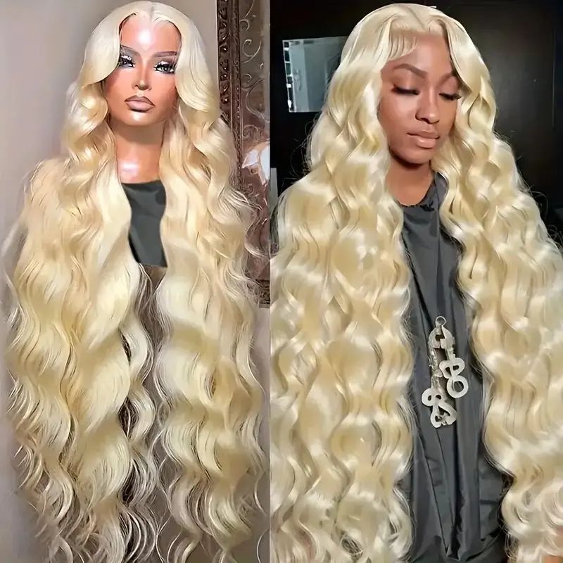 613 Blonde 13x6 HD Lace Wig 22 40 Inch Human Hair Colored Body Wave Glueless Frontal Wigs Water Wave 150 Density