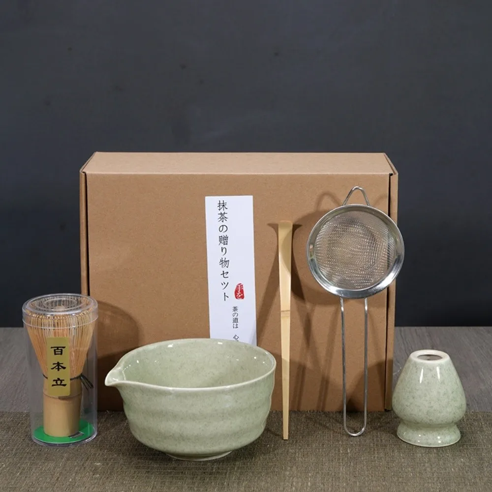 Palillos de té, juego de té Matcha japonés, cuenco para combinar, herramientas para hacer té, cepillo Matcha, cuchara Matcha de cerámica de bambú, juego de batidor Matcha