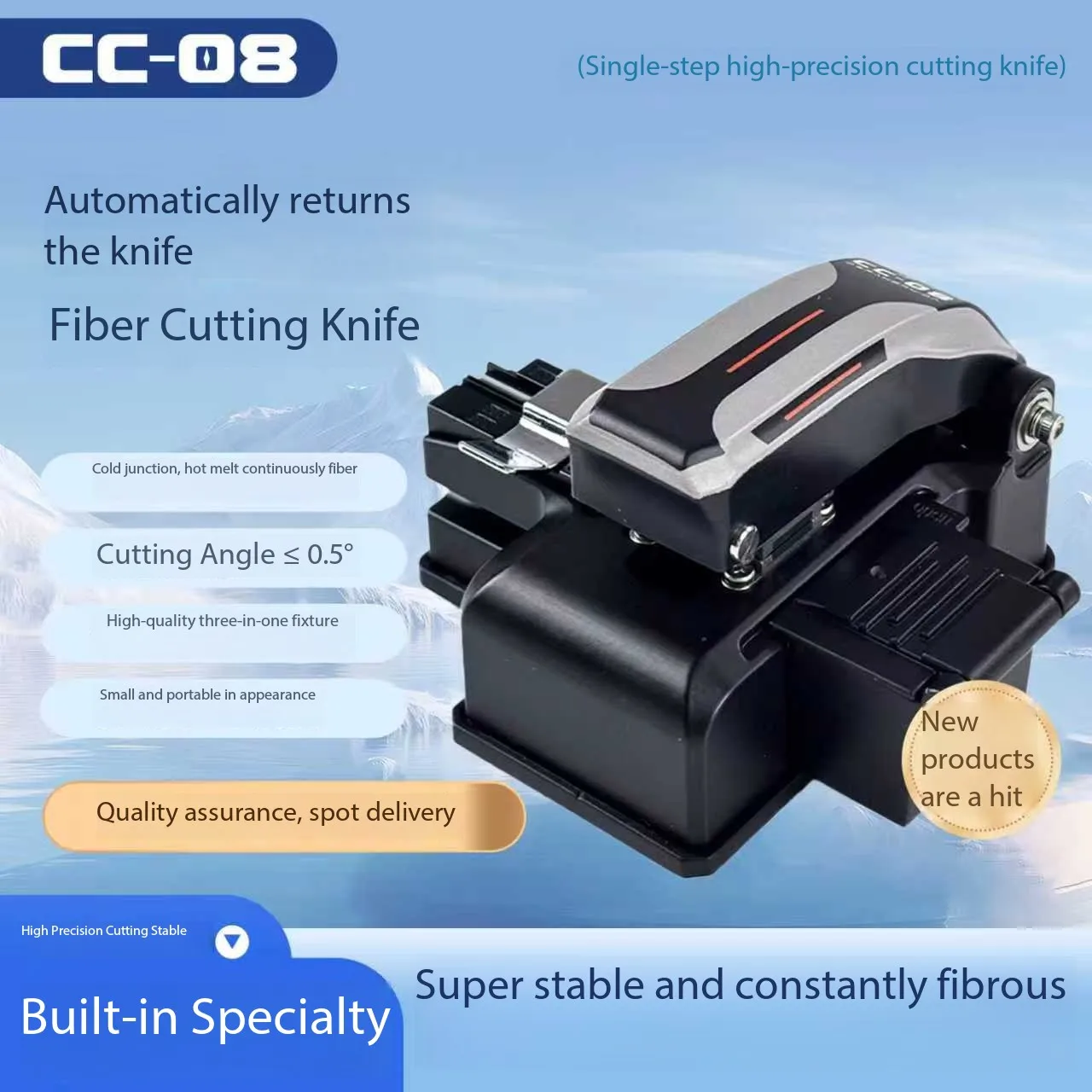 

Fiber Optic Cleaver, CC-08 Automatic High Precision One-Step Tool for FTTH Cable Splicing and Fast Cold Connector Termination