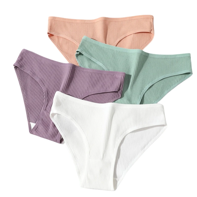 3Pcs/Set Cotton Panties For Women Low Rise Underwear Breathable Seamless Briefs Solid Color Sports Underpants Female Lingerie