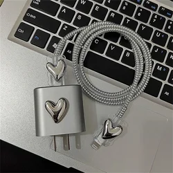 Plating Crooked Silver Love Heart Case for IPhone 15/14/13/12 Pro Max Fast Charging for Iphone 18W/20W Charger Protective Cover