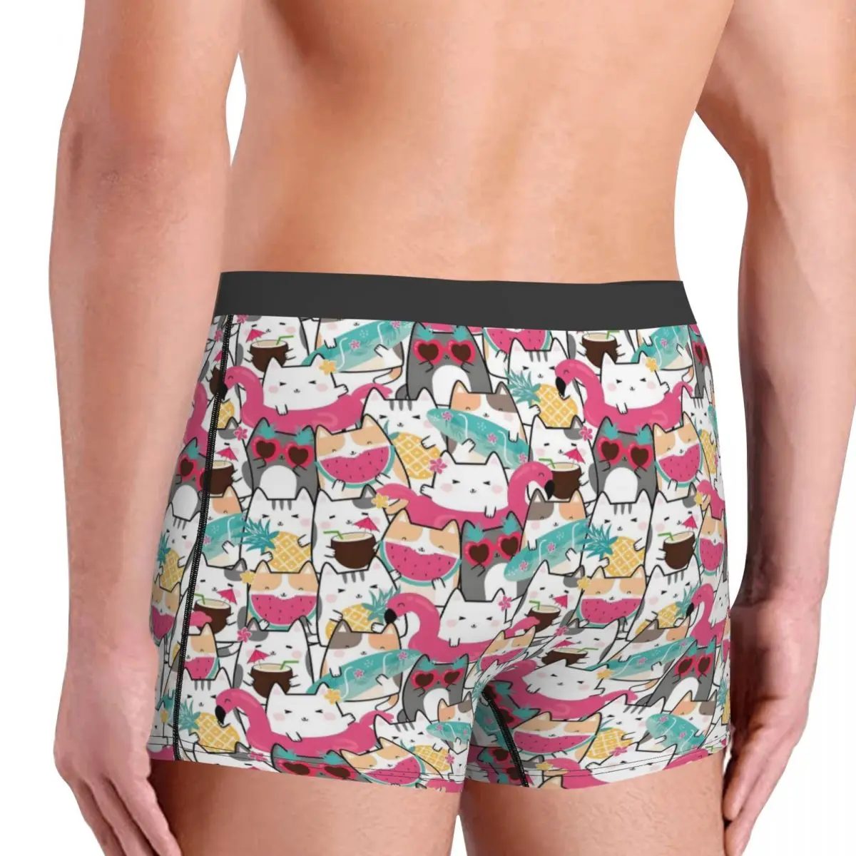 Custom Male Cool Summertime Cats Packed Cats Underwear Boxer Briefs Stretch Shorts Panties Underpants image 4