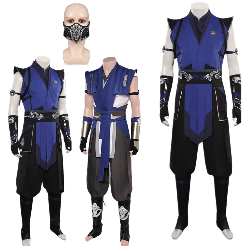 Adult Mortal Cos Kombat Sub Zero Cosplay Halloween Costume Men Fantasy Top Pants Mask Outfits Disguise Carnival Party Suit