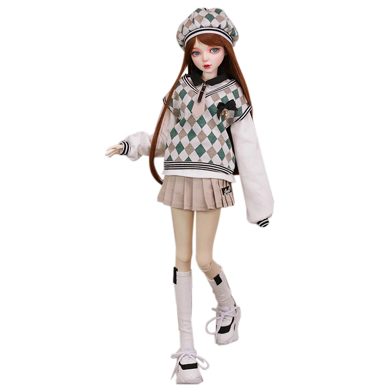 

1/3 BJD Doll 60cm Fashion preppy girl dolls Designer makeup Including Hair Eyes Clothes 31 Movable joint Best Birthday Gift Toy