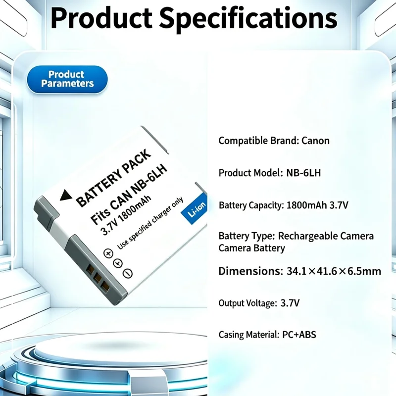 NB-6L/6LH for Canon CCD Digital Camera Battery Charger IXUS95 105 210 25 Large Capacity 1800mAh Long Lasting Battery Life
