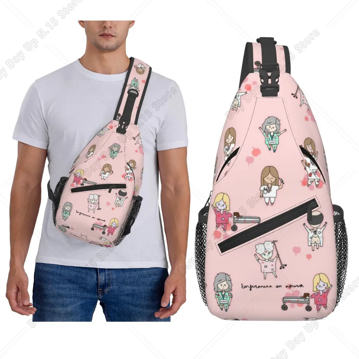 Doctor Nurse Enfermera En Apuros Merch Chest Bag Men Sling Crossbody Backpack Chest Bag Travel Hiking Daypack Shoulder Bag