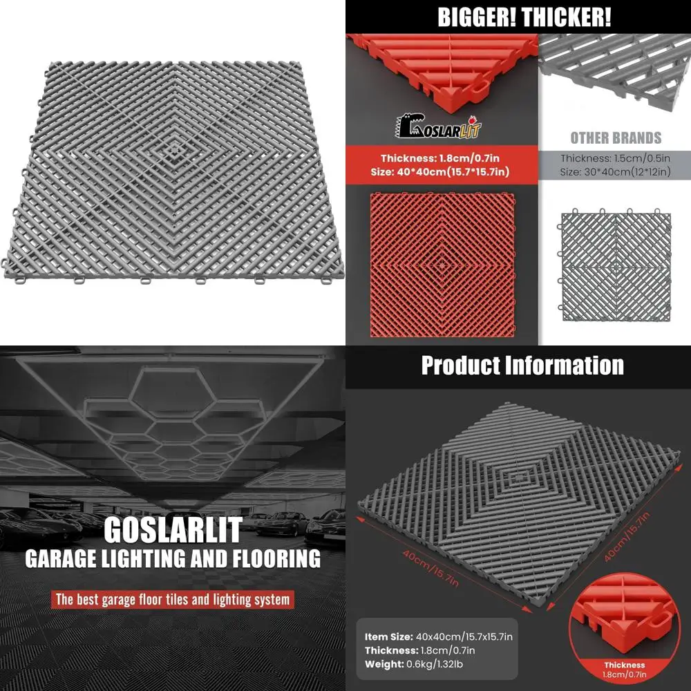 

Non-Slip Interlocking Plastic Tiles for Garage Flooring, 25 Pieces, 15.7x15.7 inches, Enhance Garage Organization and Storage So