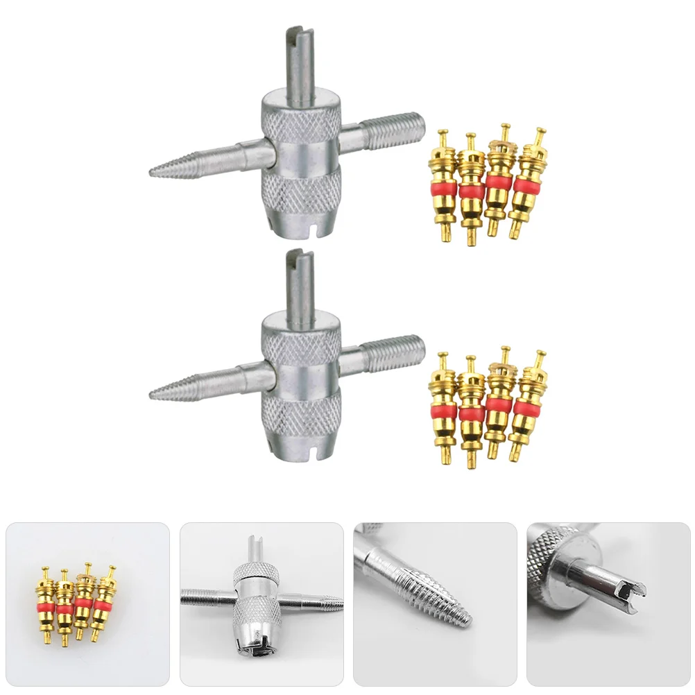 

2Sets 4-in-1 Tire Valve Core Tool Multifunctional Remover Installer Stem Repair Kit for Car Truck Suv Maintenance