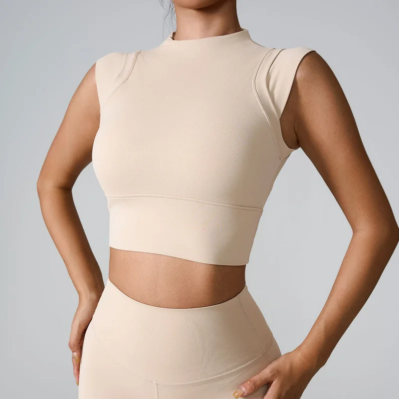 FUBEIKE Sports Bra High Elastic Seamless Nude Feel Close-Fitting Body Shaping Running Workout Yoga Clothes Sportswear