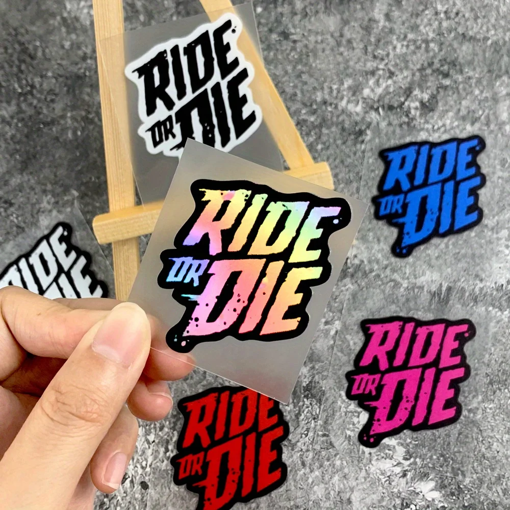 【セール中】2PCS RIDE OR DIE 自転車ステッカー - ロードバイクのヘッドチューブ用防水日焼け止めステッカー、カラフルな傷防止トリム