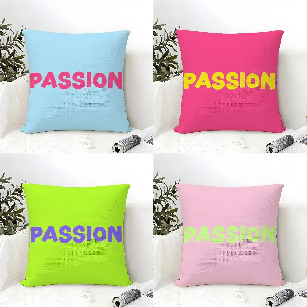 Motivational Slogan P-Passion Pillow Case linen pillow case sofa home decor cushion cover cushion cove