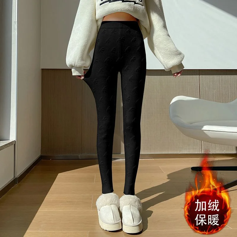 

Толстые бархатные жаккардовые кашемировые леггинсы, женская осенне-зимняя верхняя одежда, теплые вязаные пижамы, узкие эластичные леггинсы