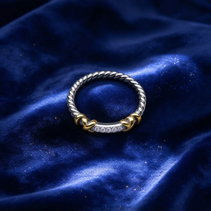 Simple Spiral Twisted Rope Finger Ring Women Classic Cable Twist Stack Band Ring Long Lasting Metal Fashion Jewelry Birthday Holiday Gift for Ladies