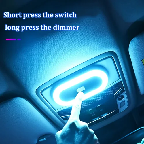 Imagen 2 del producto Luz táctil magnética de 2 colores, luz Interior para techo de coche, recargable por USB, luz de lectura de techo amarilla, lámpara de noche de ambiente