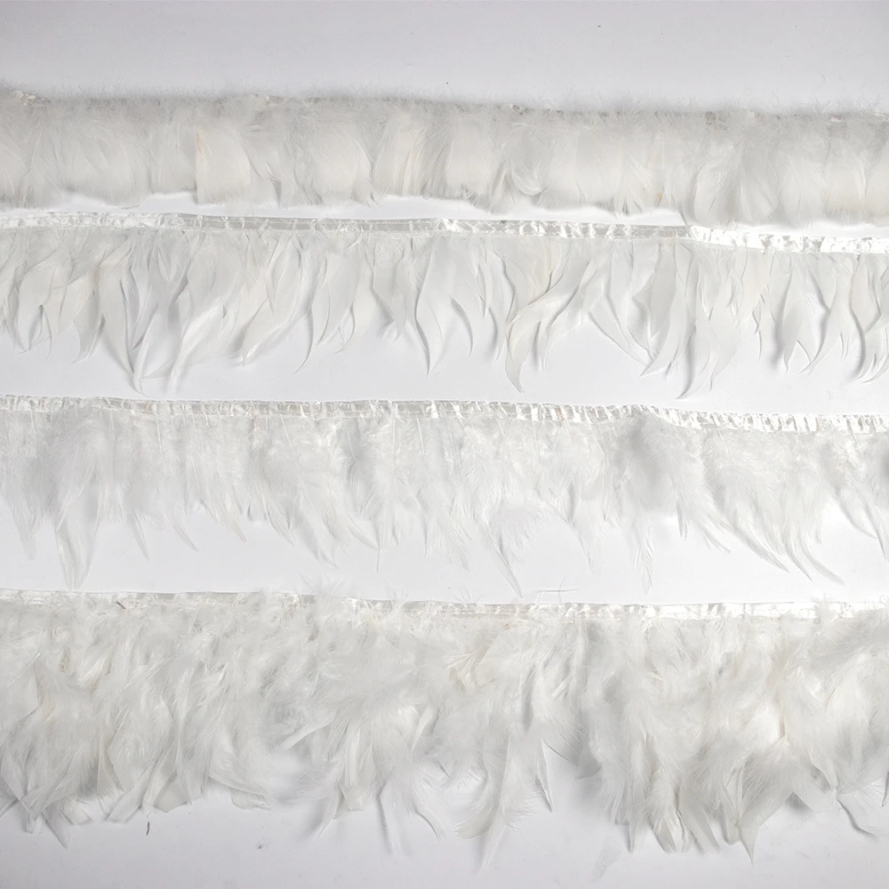 1Meter White Black Turkey Feathers Marabou Feather Trim Needlework and Handicraft Fluffy Pheasant Ribbon Sewing Decoration