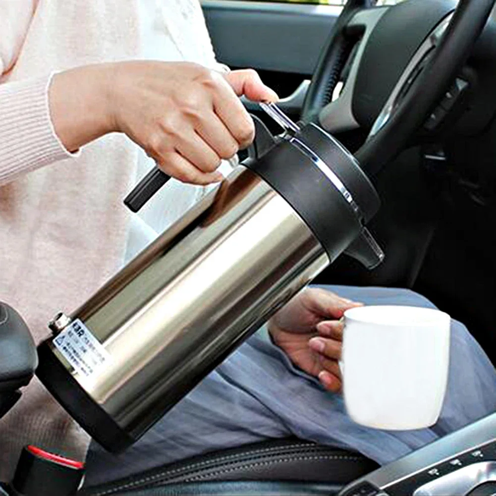 1200 ML Car Hot Kettle Portable Water Heater 120/240 W 12/24 V Stainless Steel Kettle Auto Shut Off Fast Boiling for Travel Home