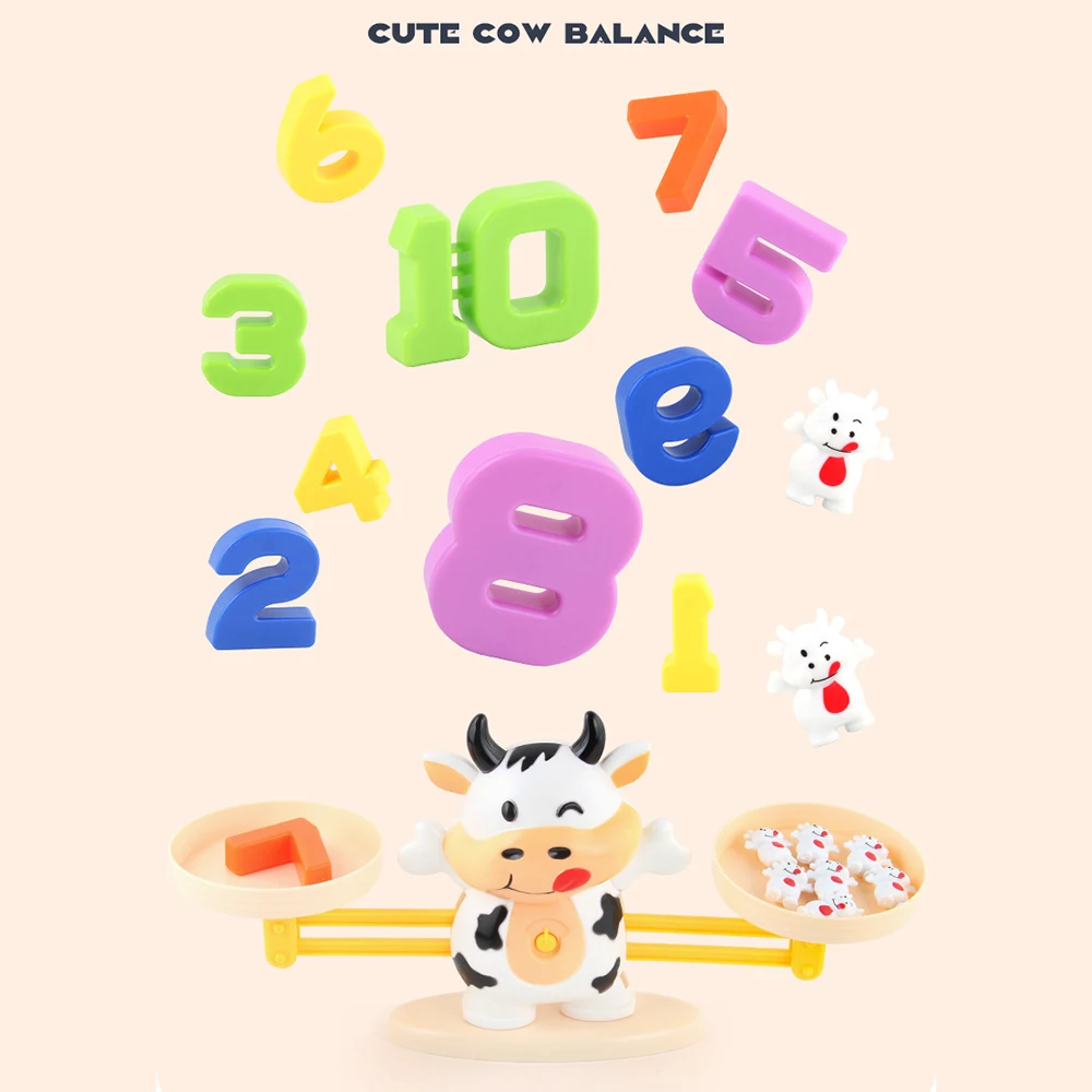 Fun Math Toys Cow Digital Math Balance Scale Toys Kid Educational Game