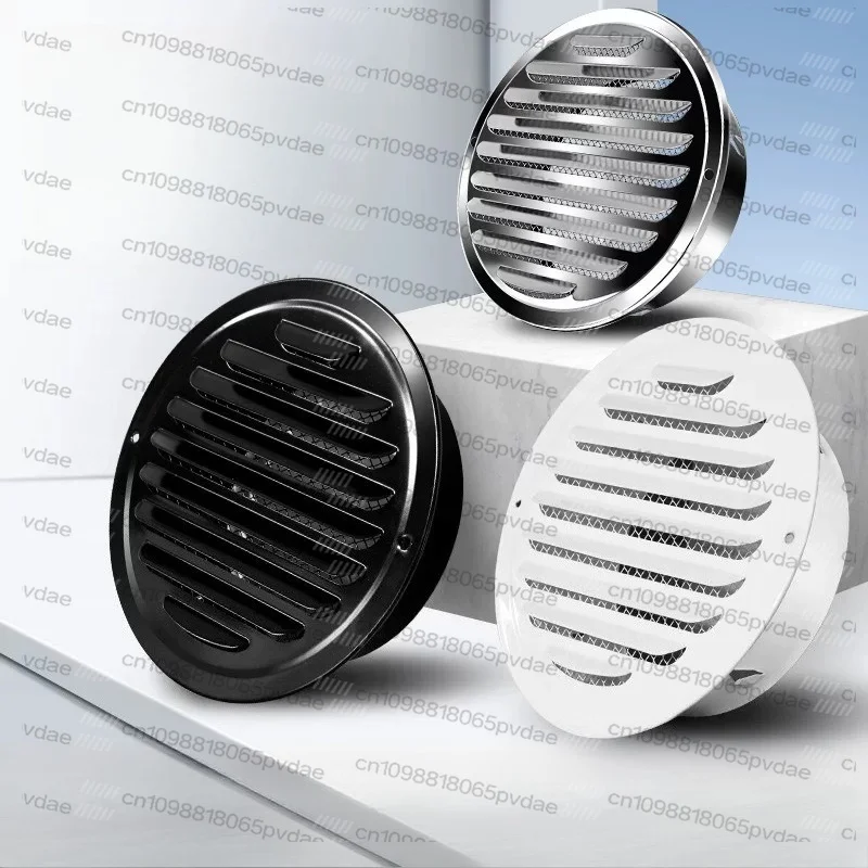 70-200mm Stainless Steel Vent Grille Range Hood Exhaust Pipe Exterior Wall Ventilation Exhaust Vent Grill Black Round Covers