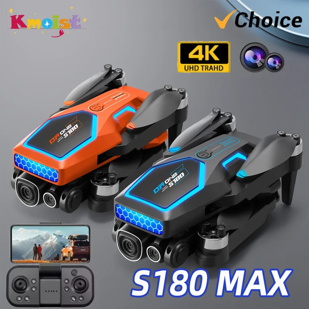 RC Drone S180 4K Remote Control ESC Optical Flow Avoidance Horizontal Overhead Shot 90 Degree Indoor Cool Lights Dron Toys