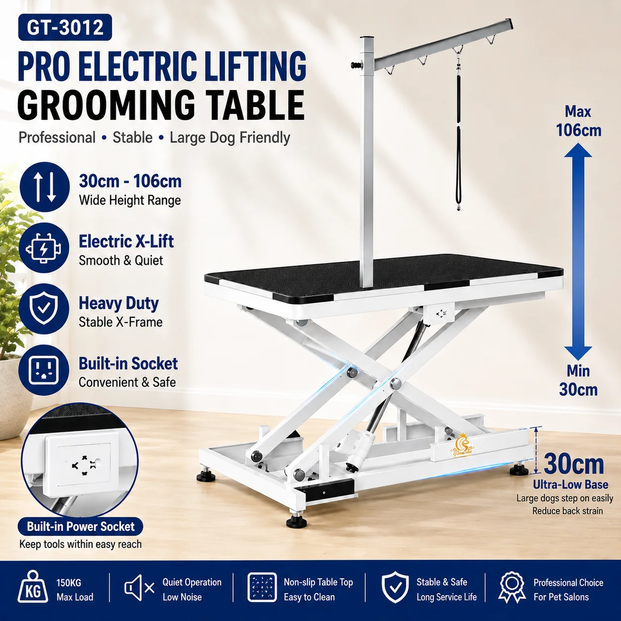 EUR PET Hot Sales  Electric Elevating Non Slip Mat Dog Grooming Table New Design Iron Material Generic Pet Grooming Table