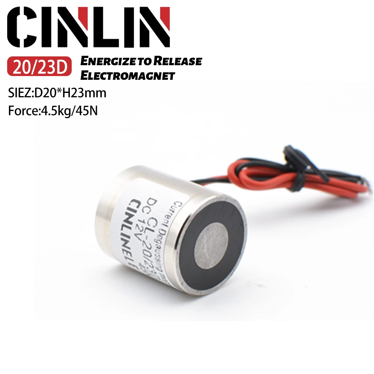 [20/23D] Energize to Release Electromagnet Force 4.5KG/45N DC12V/24V ( Electro-Permanent Holding Magnet ) D20mm X H23mm