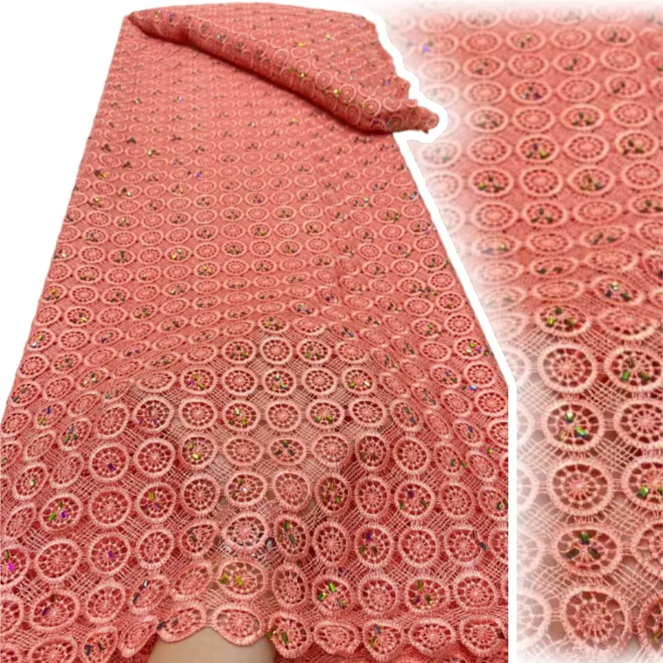 

5 ярдов, высокое качество, африканский гипюр, водное кружево и ткань, красочные блестки, последние нигерийские растворимые тканевые вечерние платья TP1471