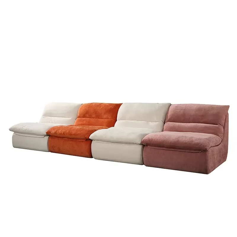 Modular One Seat Fluffy Velvet L-Shape Sofa Modern Minimalist Lazy Backless Floor Recliner Vacuum-Compressed Apartment Hotel