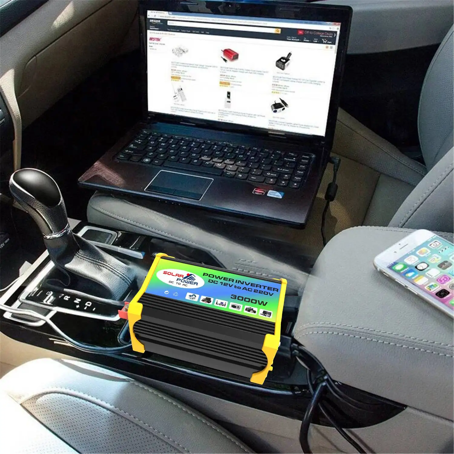 A13Z-Car Inverter Voltage Transformer Modified Sine Wave Power Inverter DC12V To AC 3000W Converter Dual USB