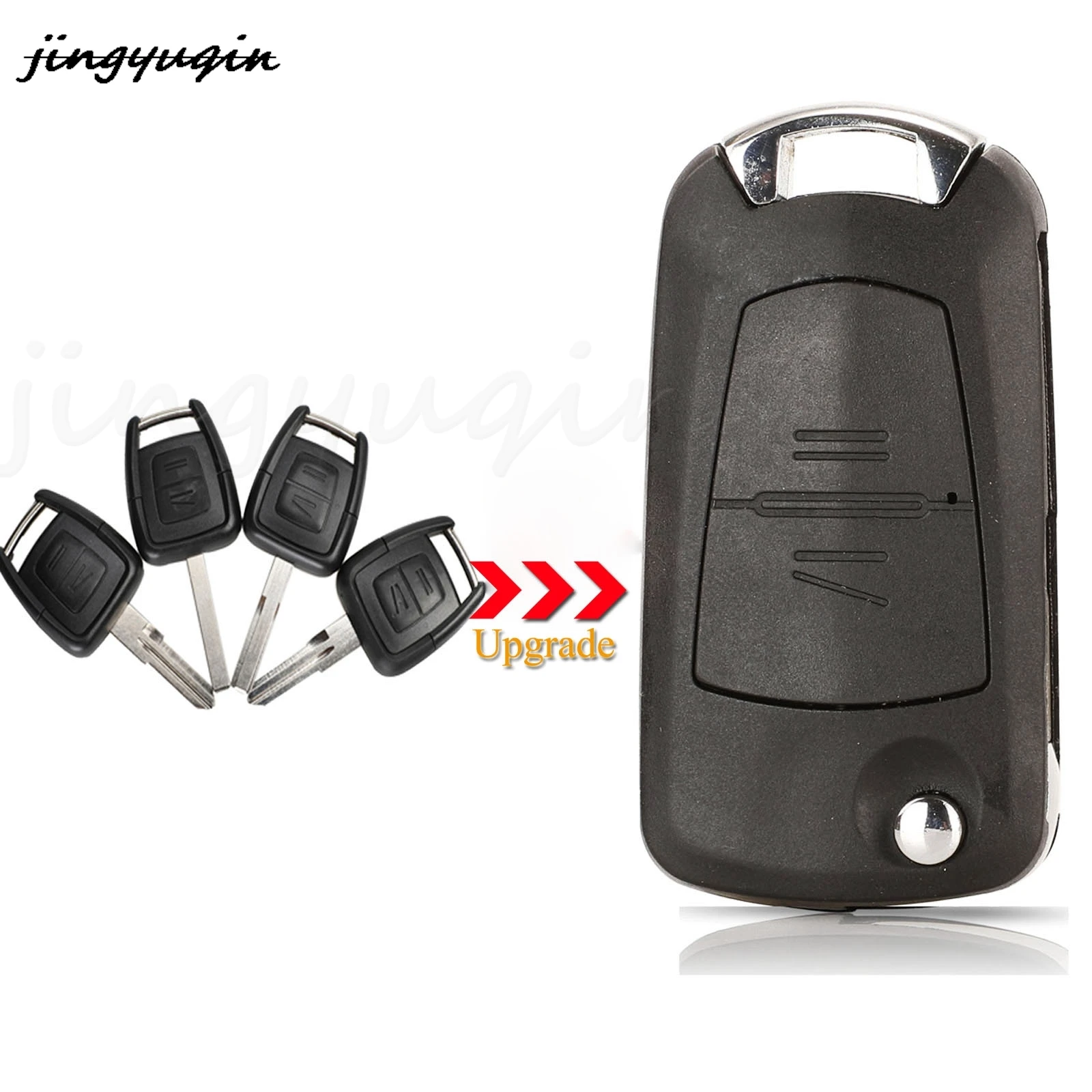 

jingyuqin 10pcs 2Buttons Replacement Modified Flip Folding Remote Car Key Shell Case For Opel Vauxhall Corsa Astra Vectra Signum