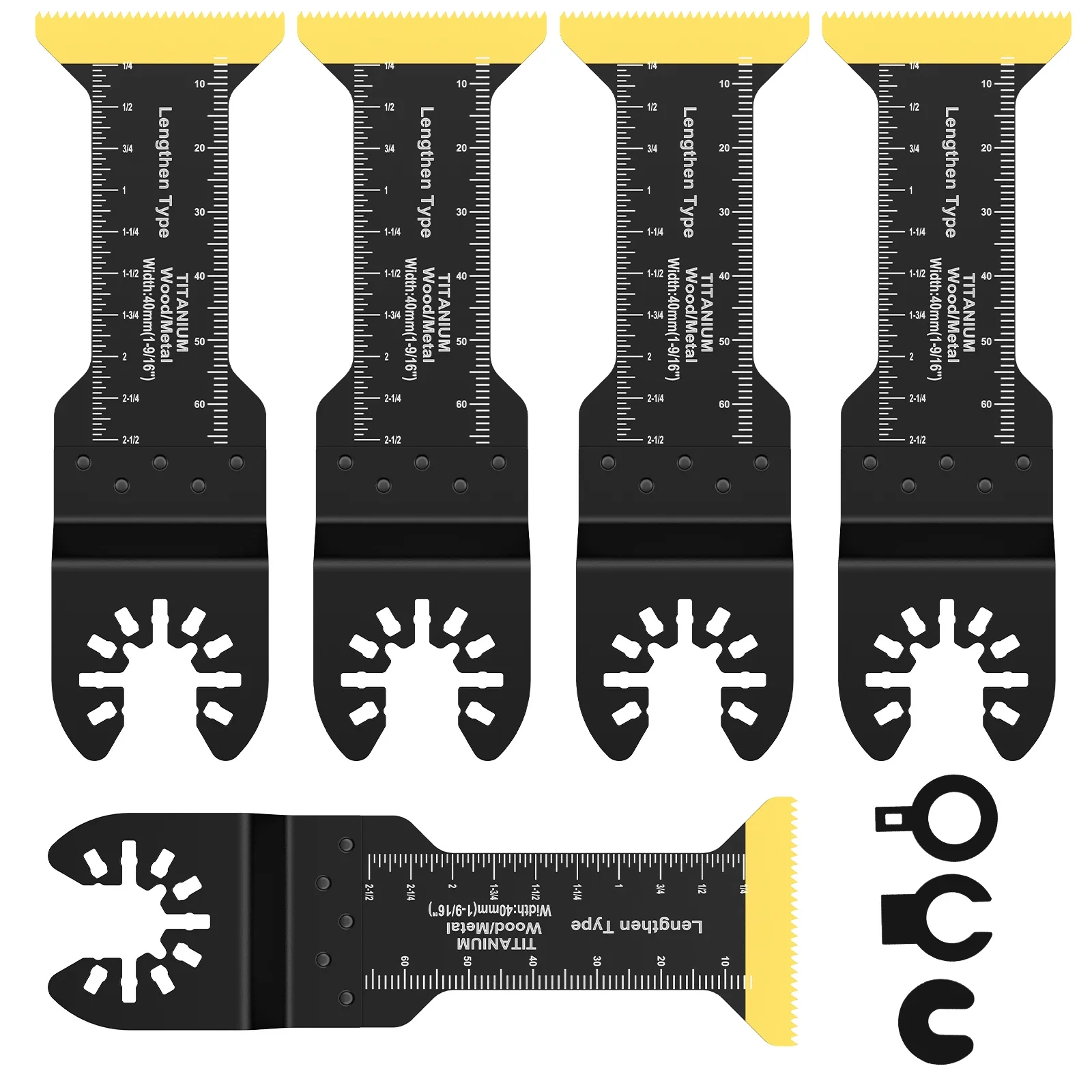 

5Pcs Oscillating Saw Blade 2-3/4inch Extra Long Bimetal Oscillating Multitool Blade Titanium Plated Saw Blades for Cutting Wood
