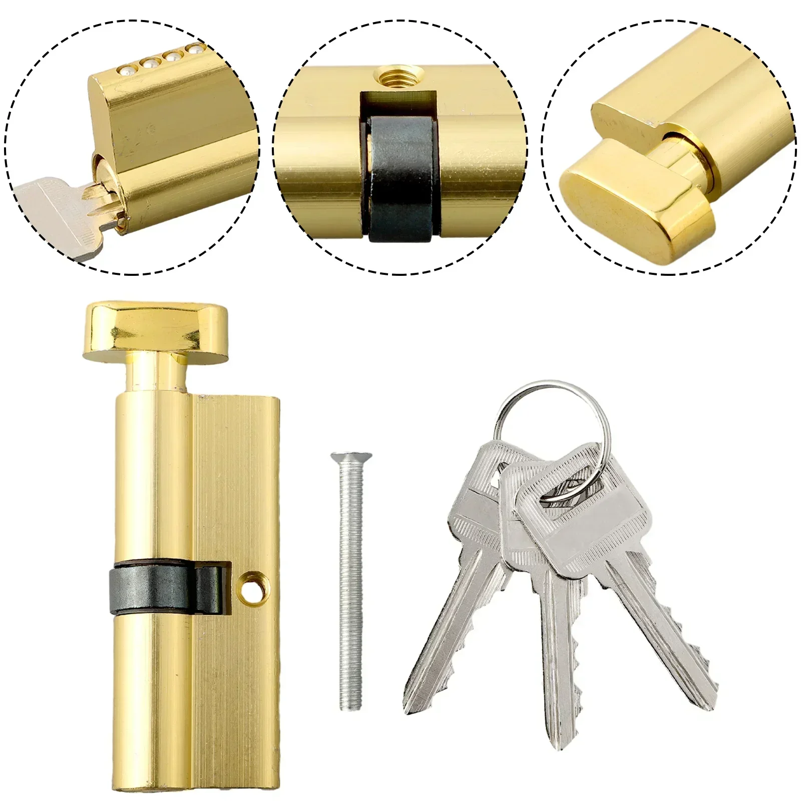 Door Hardware Security 70MM Lock Cylinder Interior Room Door Lock Tongue Pressure Locks Handle With 3 Keys Brass Copper