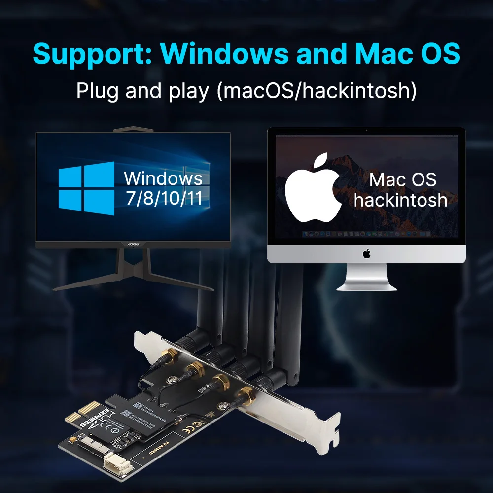 Fvi-adaptador inalámbrico BCM94360CD Hackintosh PCIE, 1750Mbps, para Bluetooth 4,0, banda Dual 2,4G/5GHz, para MacOS Airdrop Handoff Win10