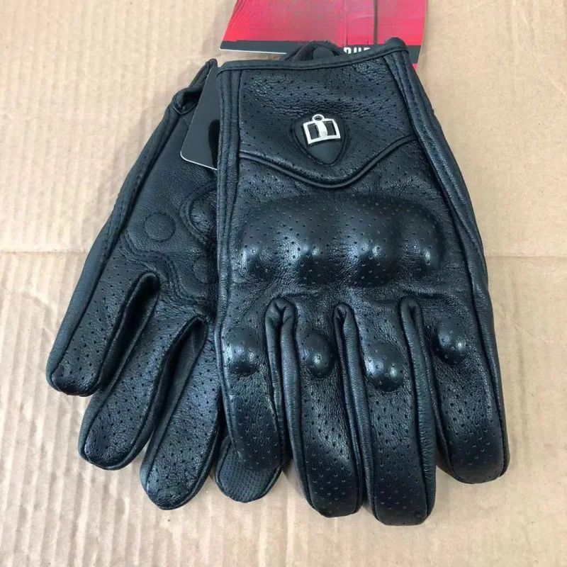 Motorcycle Gloves American Original Single Leather Motorcycle Retro Anti-Fall Wear-Resistant Touch Screen Transparent