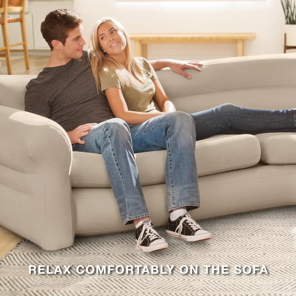 68575EP Inflatable Corner Sofa: L-Shaped – Indoor Use – 2-in-1 Valve – 880lb Weight Capacity – 101” x 80” x 30”