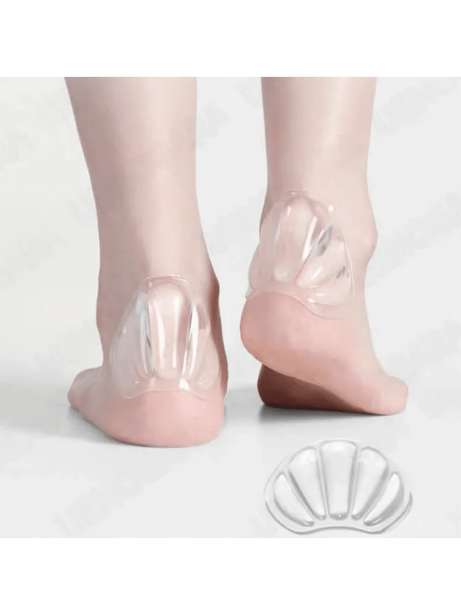 2 Paar transparente, unisex-farbene Silikon-Fersenschoner und -Fußsohlenprotektoren, bequeme und stilvolle Einlegesohlen, Fersenschutzpads, Schuhzubehör. – Detail 4