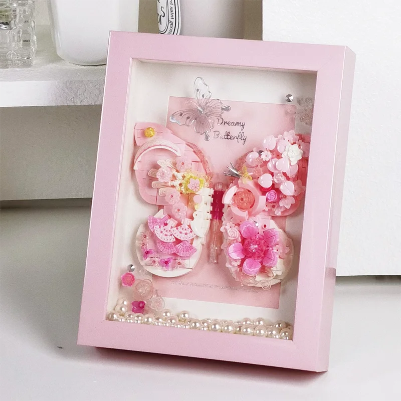 

Фоторамка Wonder Moon Starry Butterfly, строительный блок из мелких деталей, украшение ручной работы, подарок на день рождения для женщин