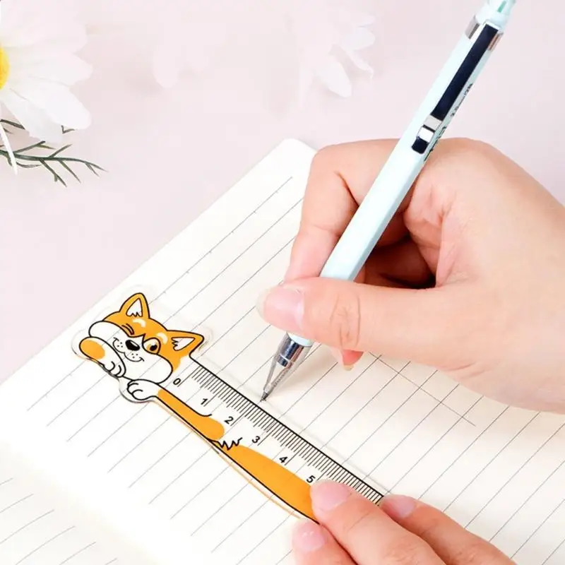 Y1UB 15cm Ruler Soft Ruler with Clear Scale Measuring Tool Lovely Cats Ruler for Drawing Engineering Teaching