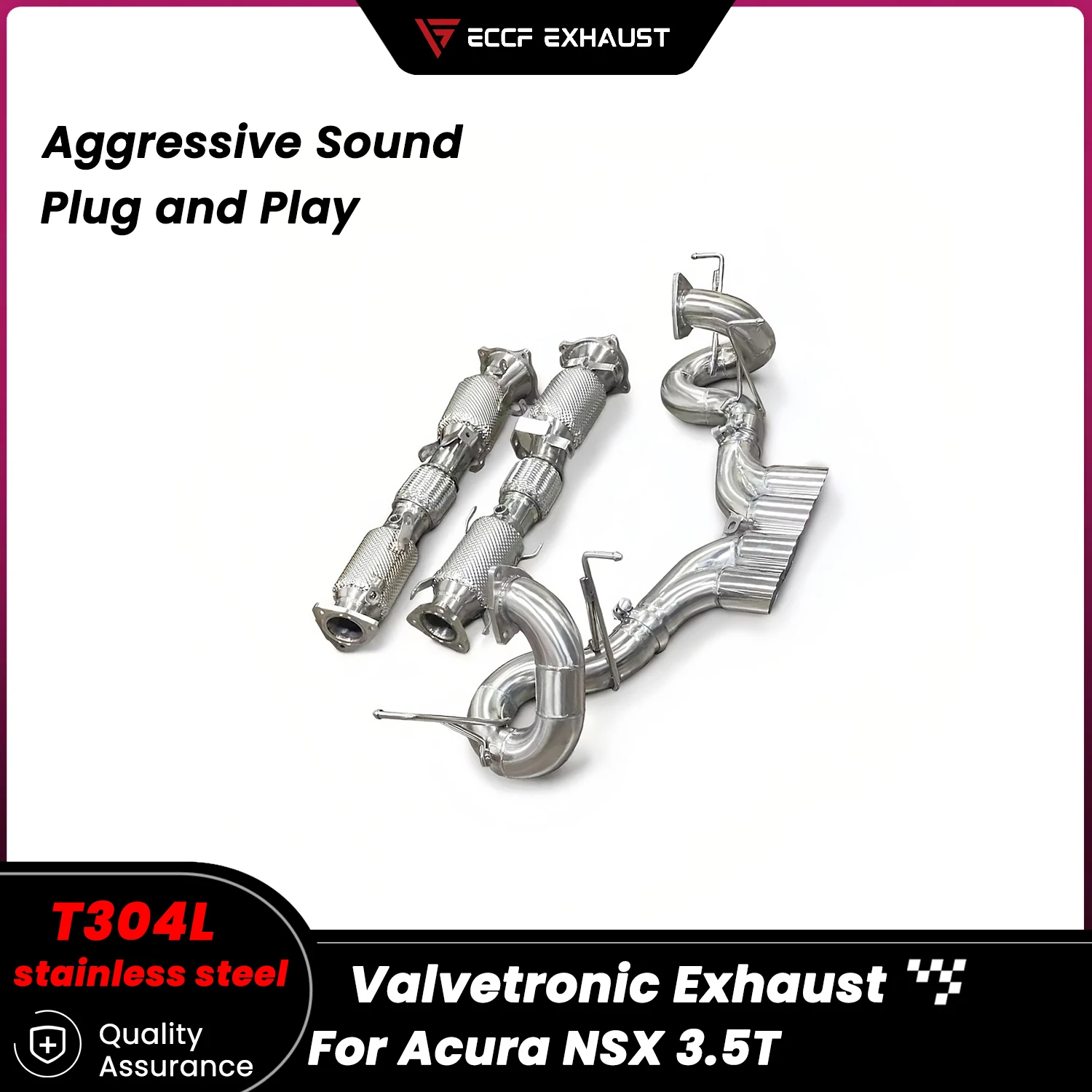 

Sporty Stainless Steel Catback Exhaust With Downpipe For Acura NSX 3.5T Performance Upgrade Easy Installation